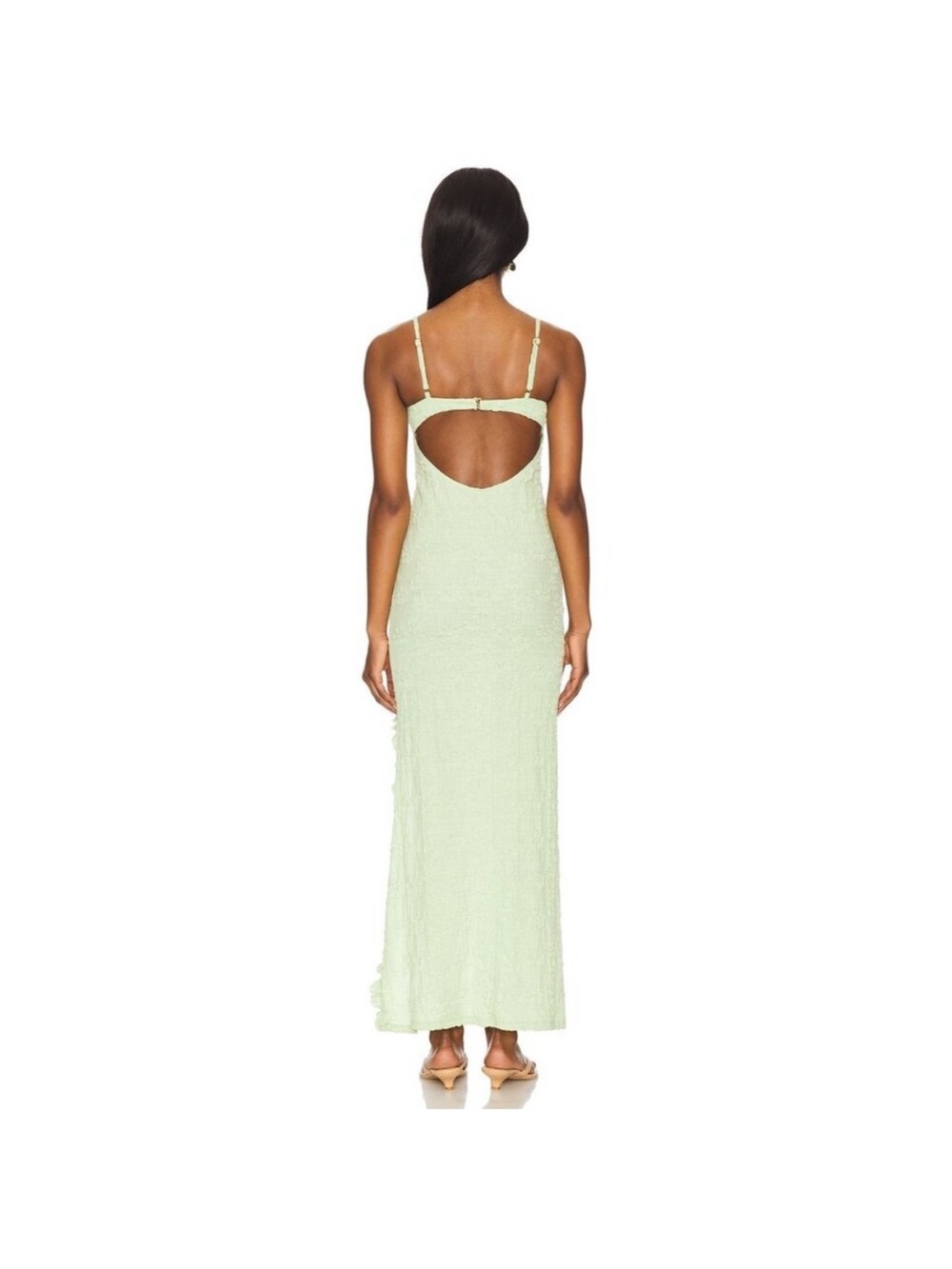 Montce Sage Green Maxi Dress with Ruffle Slit - Picture 2 of 4